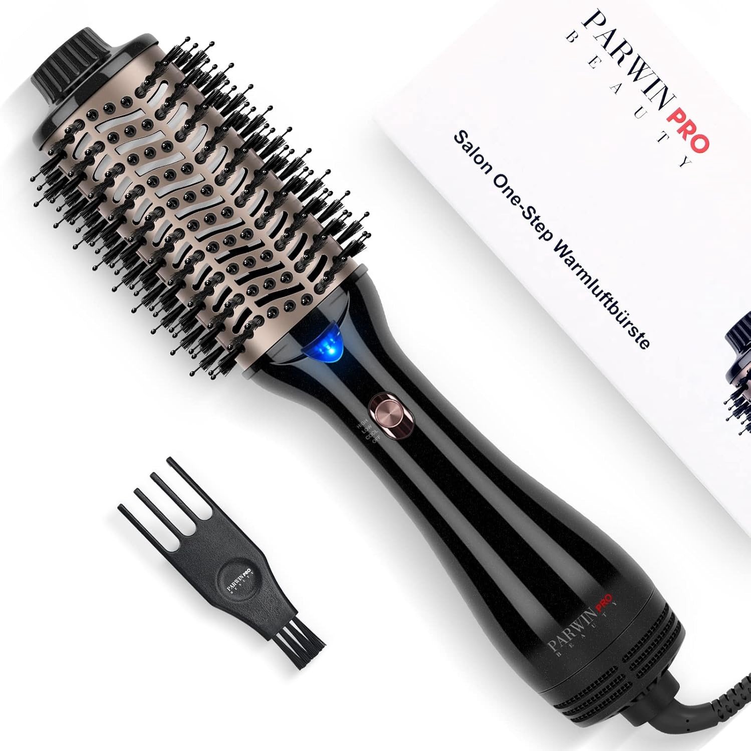 Föhnborstel - Zwart - - 4-in-1 Ovale Volumeborstel voor Glad, Drogen, Volume en Styling