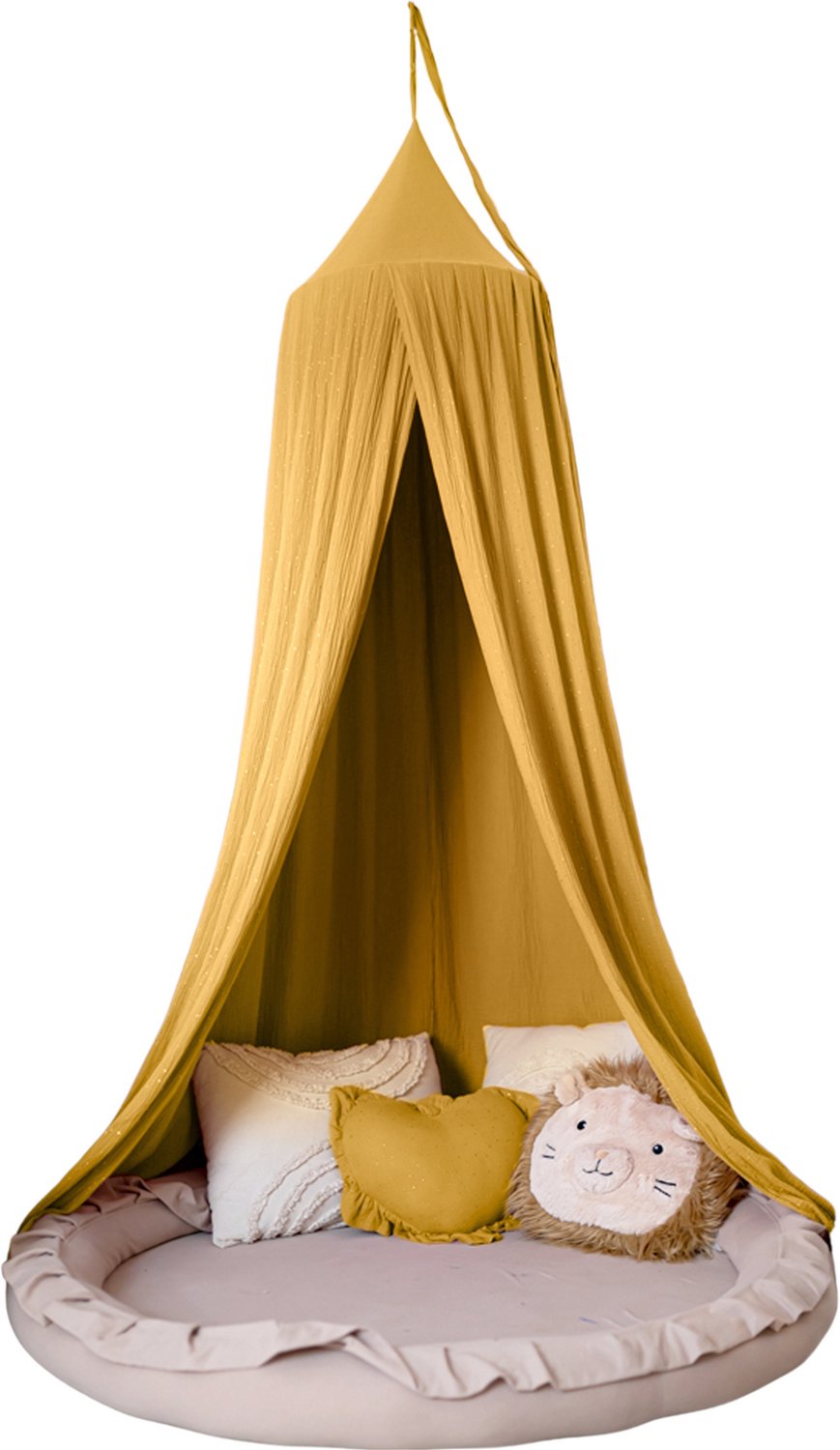 LILIMAUS Klamboe baby - bedhemel en hemeltje kinderkamer - mousseline katoen - 245 cm - geel