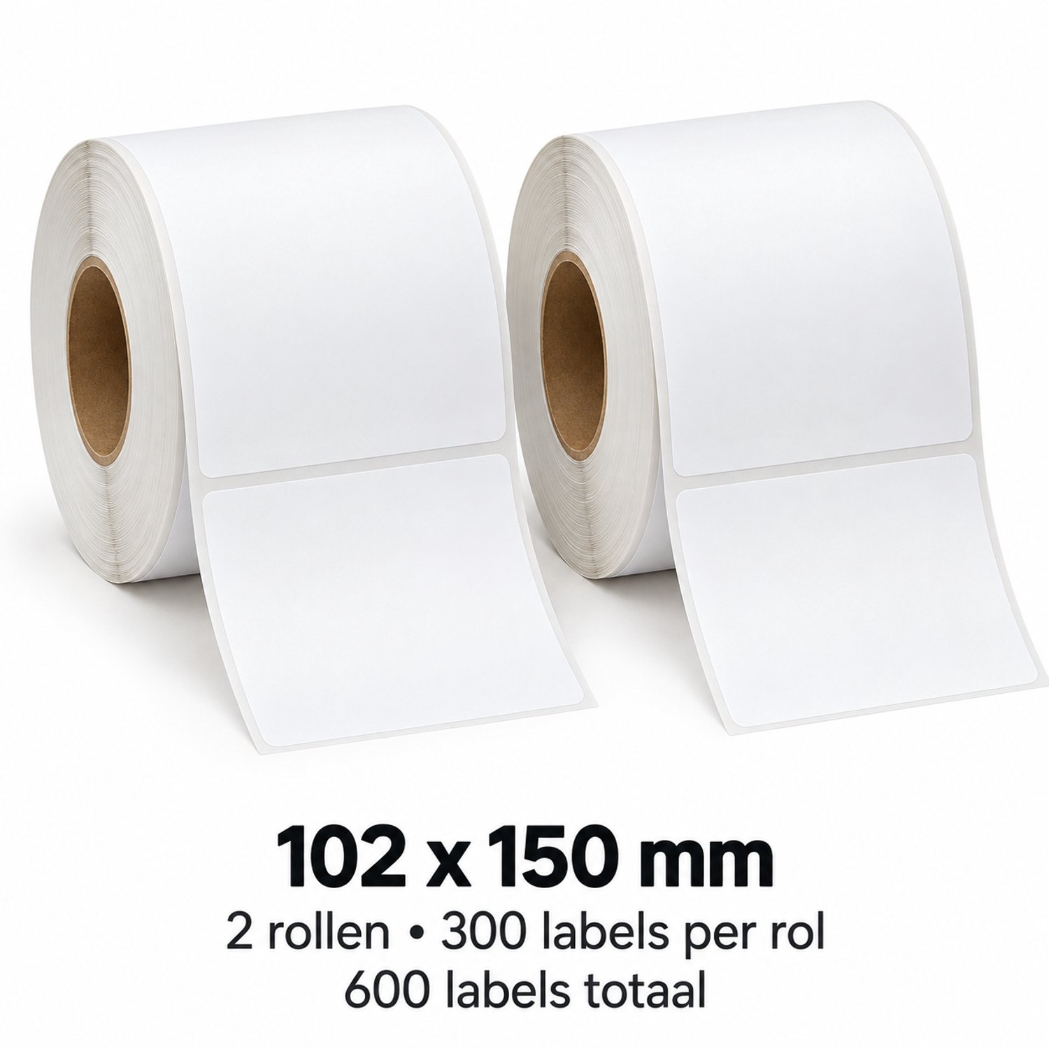 Witte Verzendlabels 102 x 150 mm – 2 Rollen van 300 Labels – 600 Etiketten Totaal