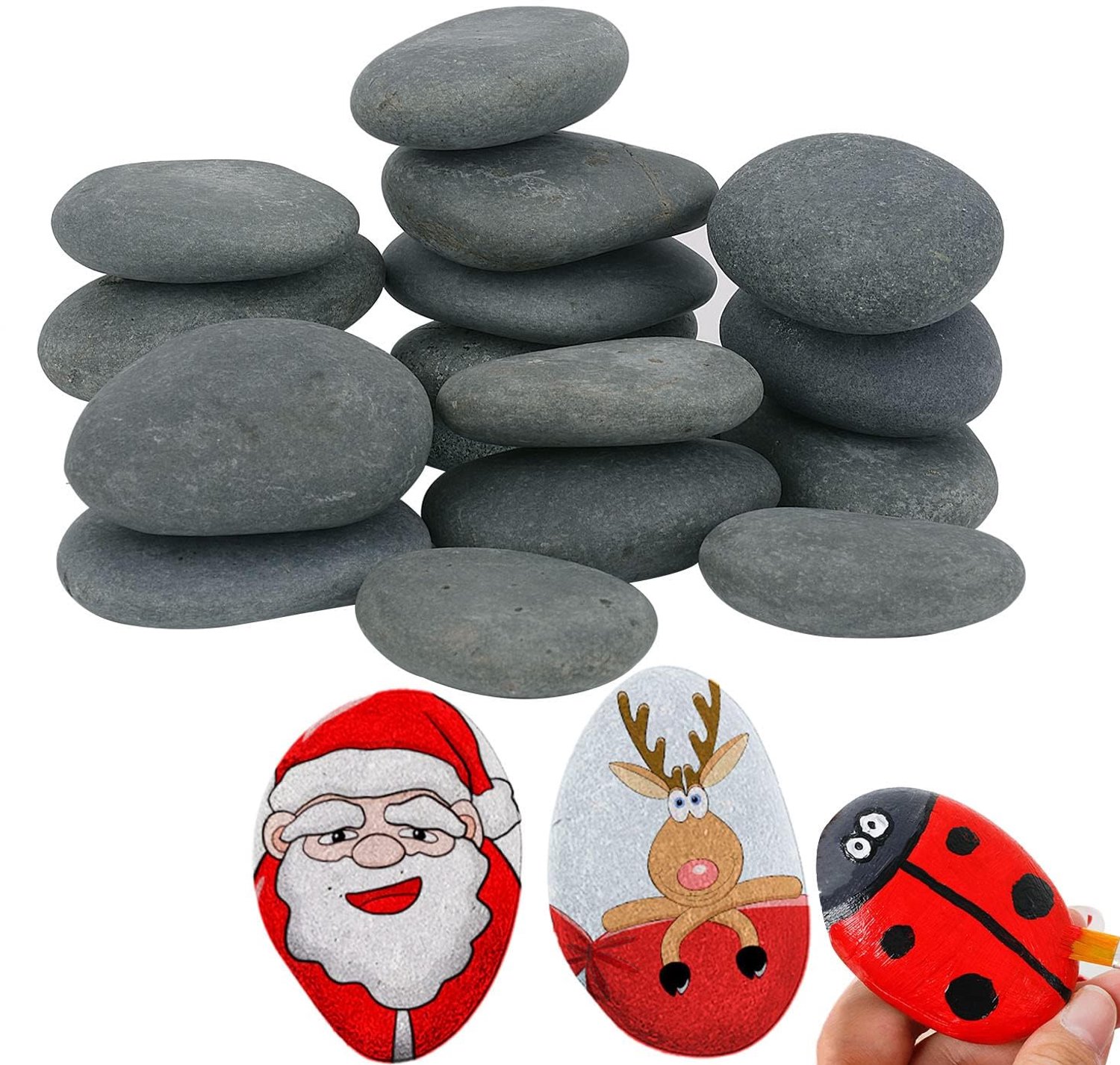 Schilderstenen Natuurlijke riviersteen 1,8 kg - Glad oppervlak - Kiezels voor kunst - Mandala schilderij - 10-14 stuks - Afmetingen 5-8 cm - Kiezelstenen