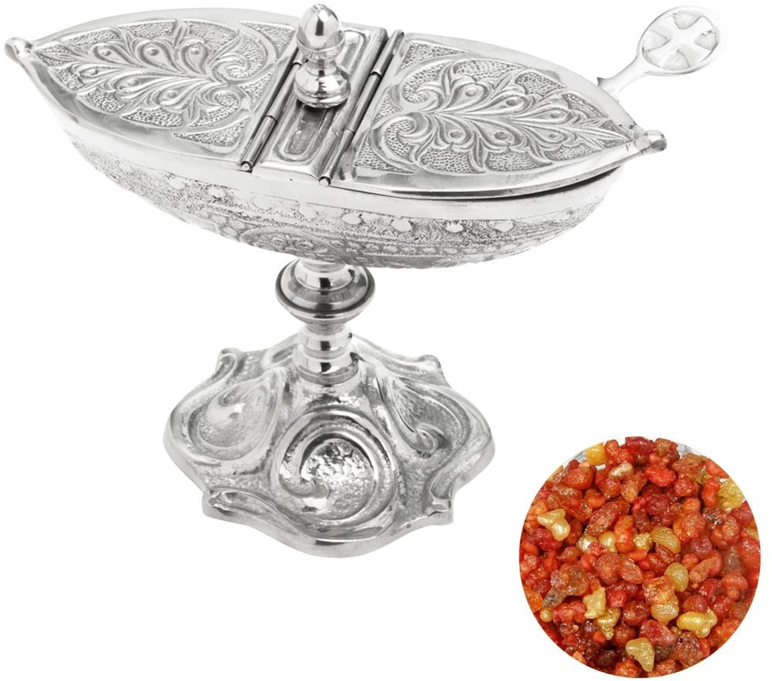3-delige Wierookhouder Zilver met Lepel en 100g Solomon Wierookmelange