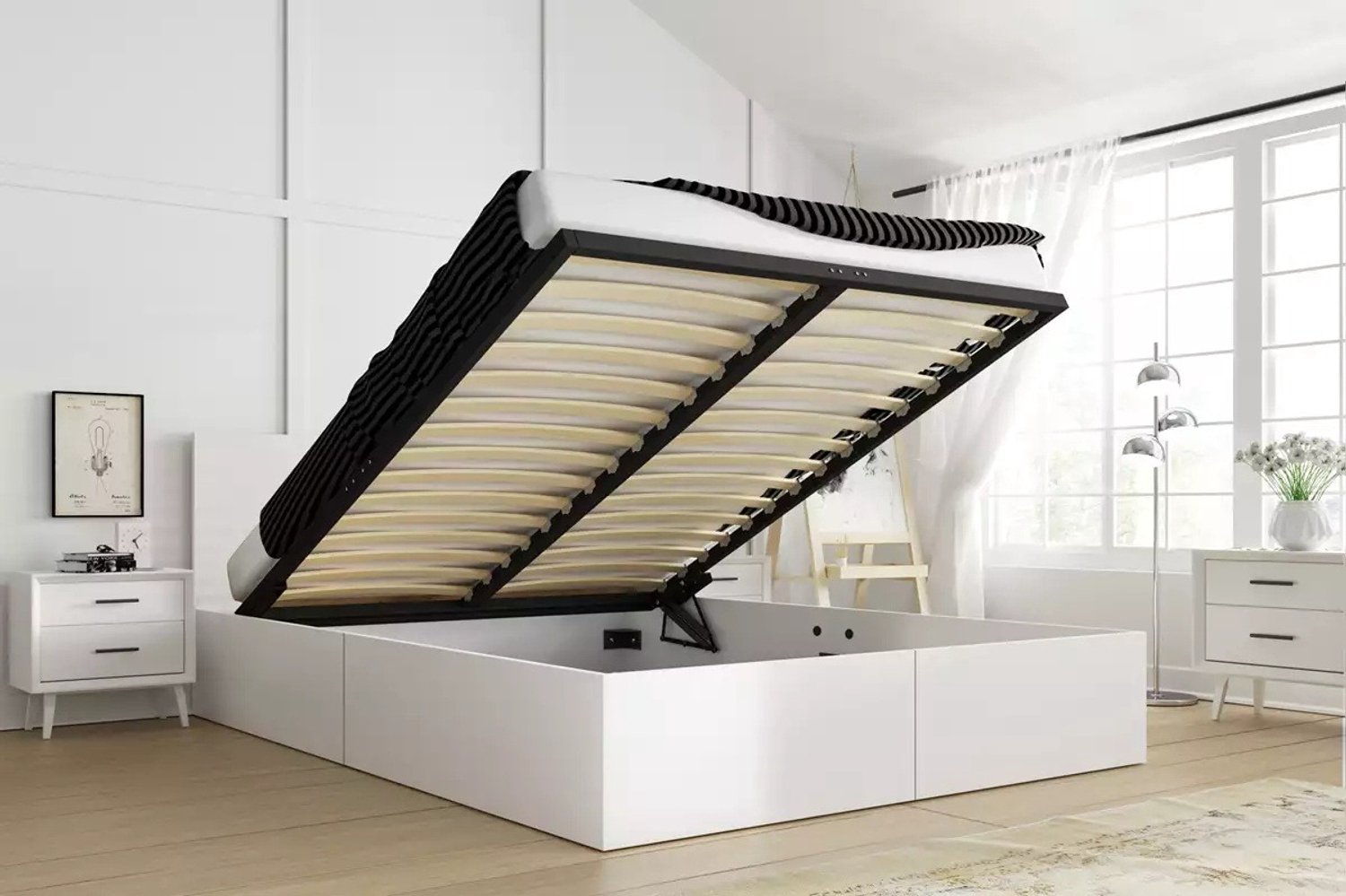BMS PAX 160x200 Bedroom Bed with Storage, White