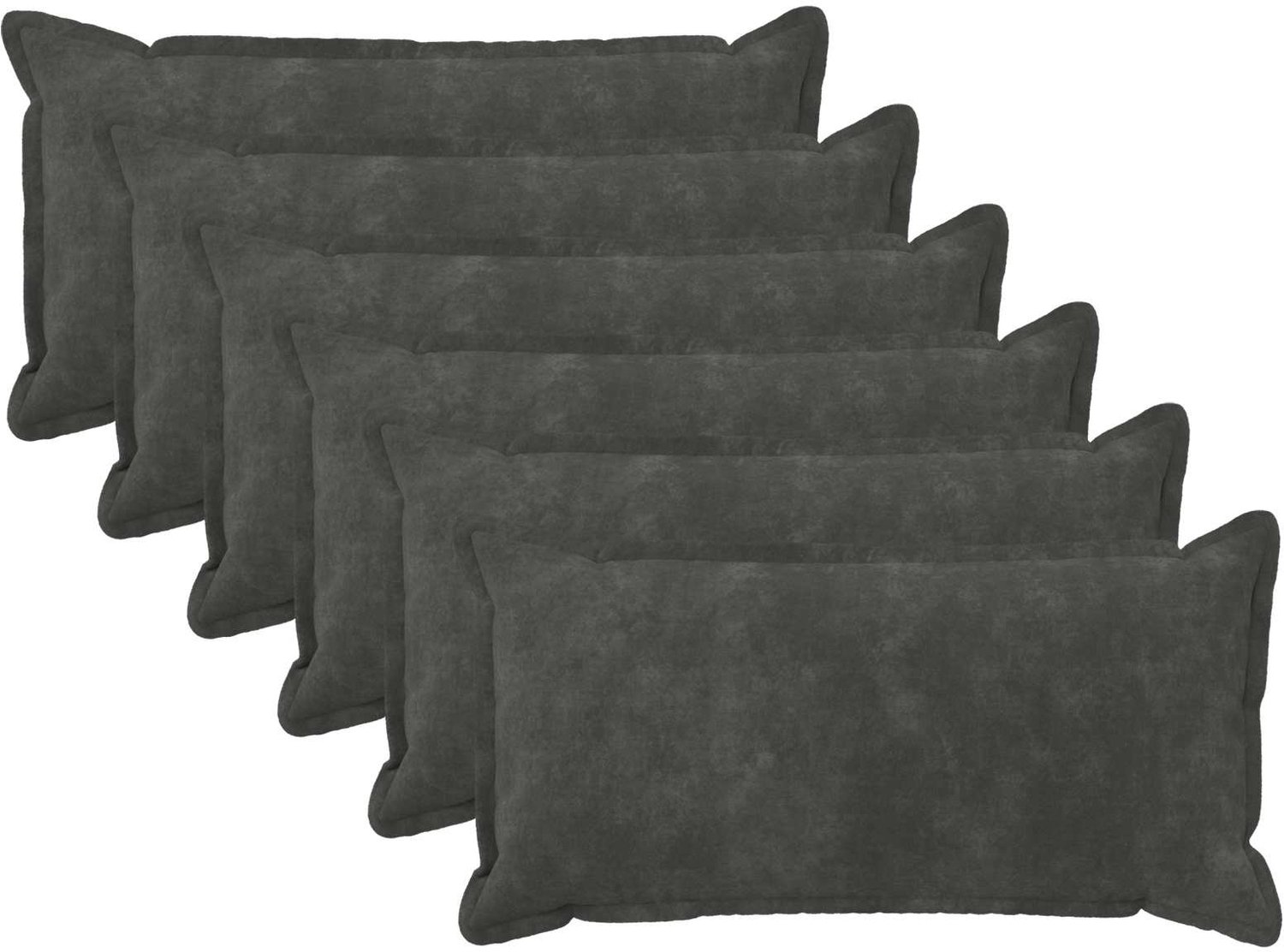vidaXL Dekenkussen - 6 - st - HOUTEN - Antraciet - 40 - x - 70 - cm - Microfiber - Fleece