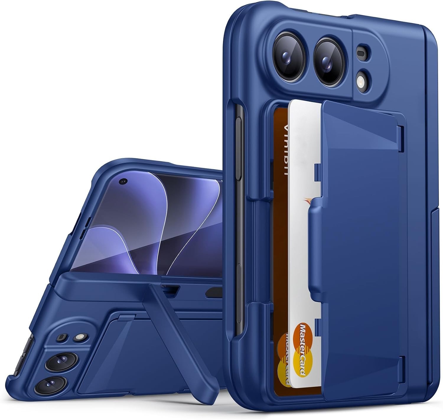 Zandarix Hoesje Geschikt voor Apple iPhone Duo - Kaarthouders - Militaire Kwaliteit - Schokbestendig - Back Cover Hoesje - Blauw