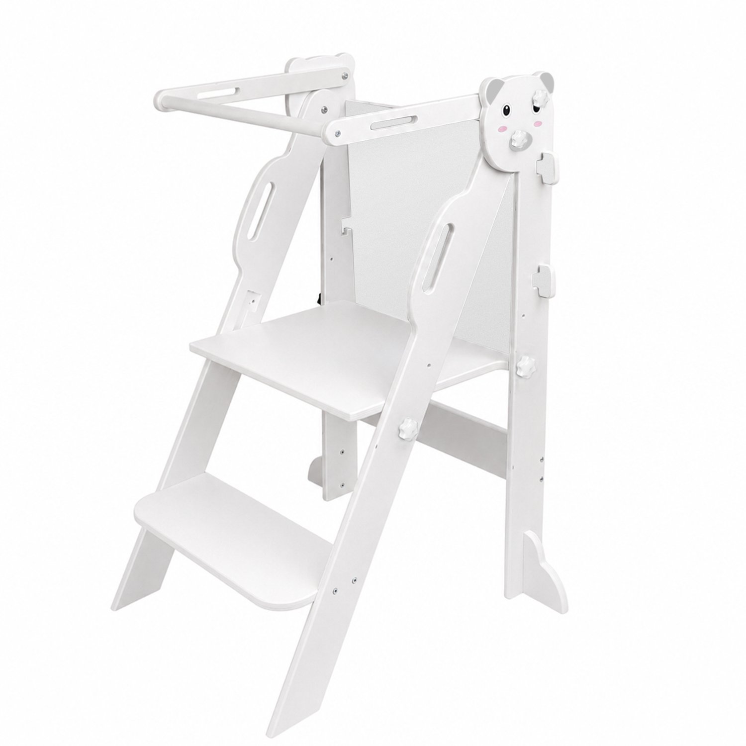 PIPIPOXER 4-in-1 leertoren -Inklapbaar- Learning Tower -Montessori Leertoren-Keukentoren, Kindertrap, Tekenbord - Speeltafel - Kinder trapje - Wit