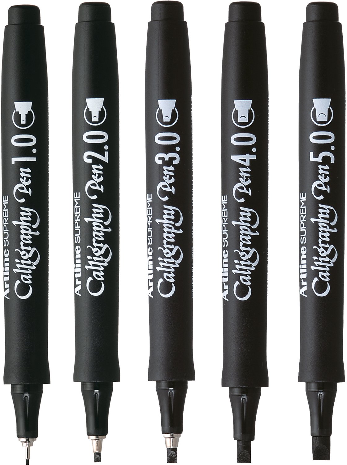 Artline Supreme Calligraphy - Set van 5 kalligrafiepennen - 1 tot 5 mm - Zwart