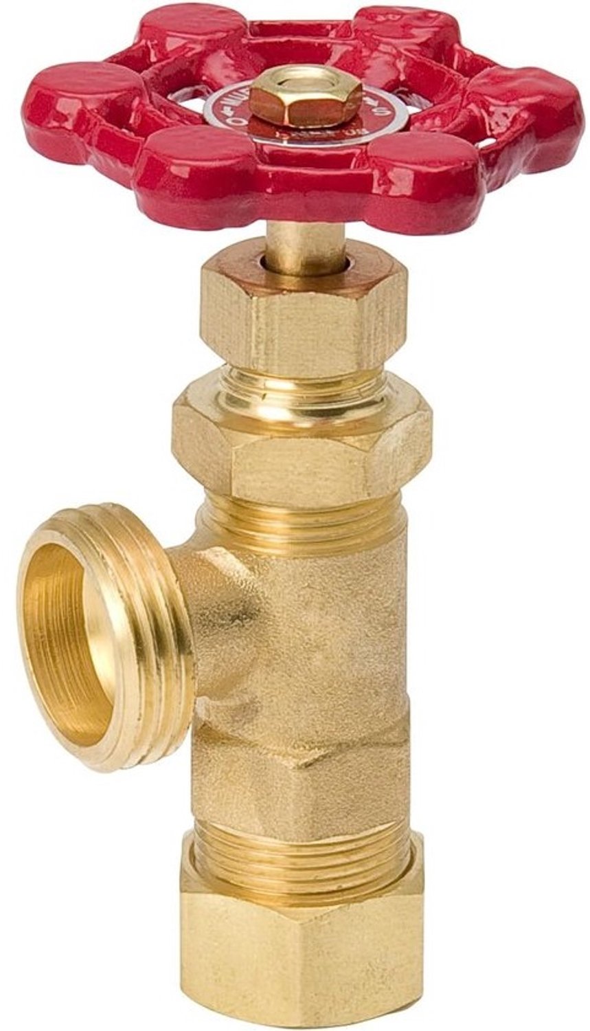 Boilerafsluiter - Waterkraan-inlaat - Afvoer voor leidingwater - Gietijzeren handvat - 1/2 In 3/4 In