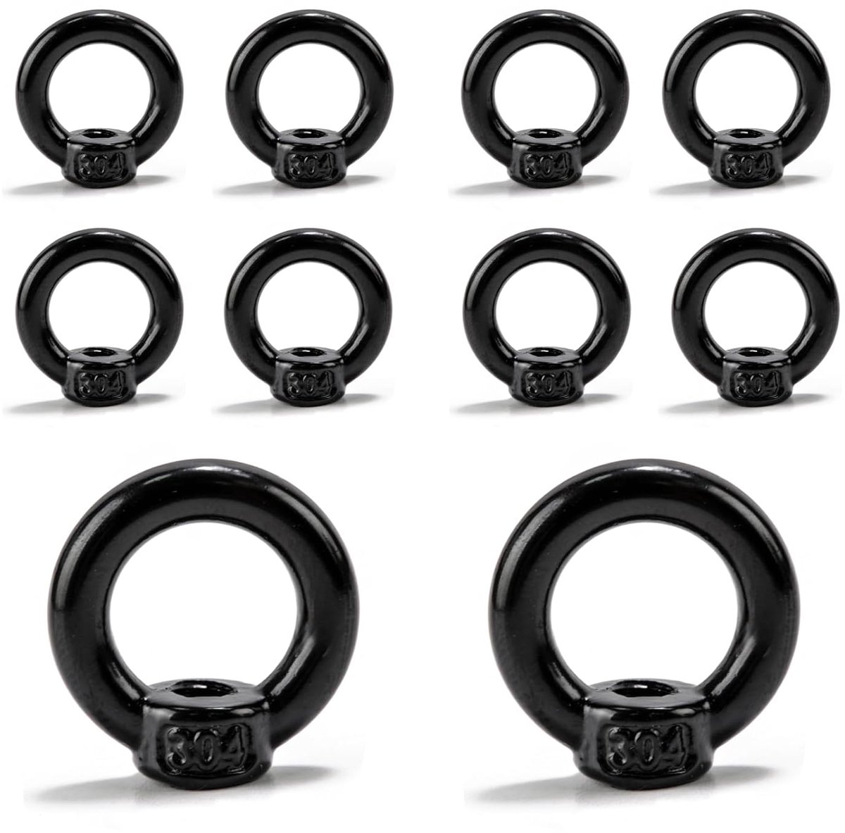 10 stuks ringmoeren M4, ringogen, schroefdraad, 304 roestvrij staal, zwart, ringmoeren, oogmoeren, oogschroeven, oogschroeven, hardware, ringschroeven voor hefaccessoires (M4) (10, M4)