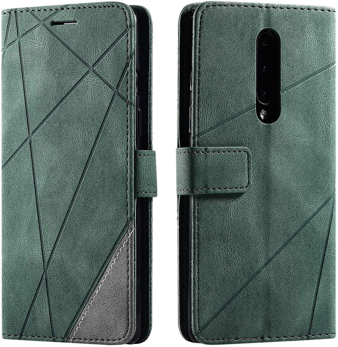 Hoesje voor OnePlus 8, PU Lederen Beschermhoesje Flip Beschermhoes Telefoonhoes Telefoonhoesje voor OnePlus 8, Groen