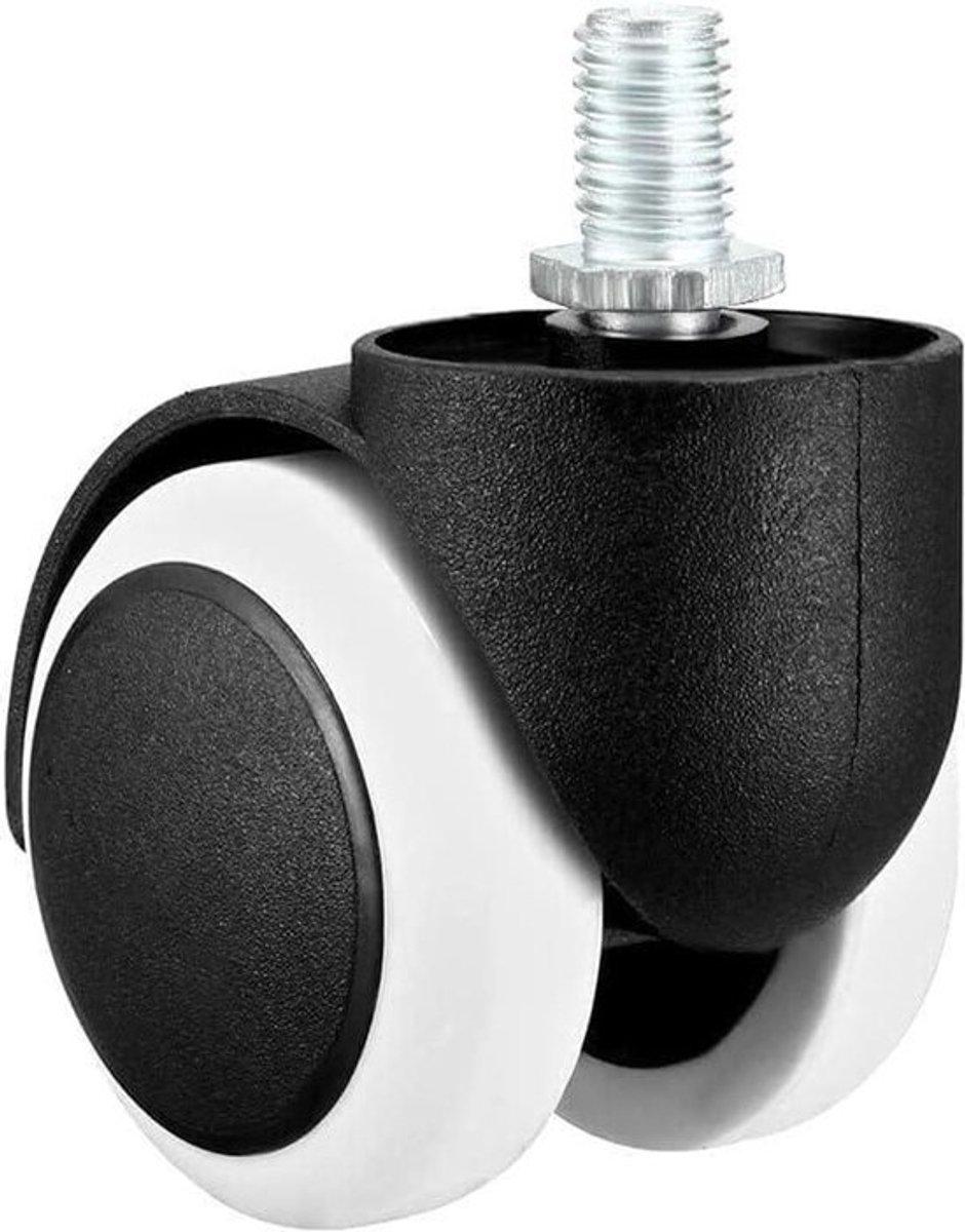 Zwenkwielen Bureaustoel - Dubbele Wielen Set - Vloeren Beschermen - Stil En Soepel Rollen - 2 inch 5 stuks - Zwart