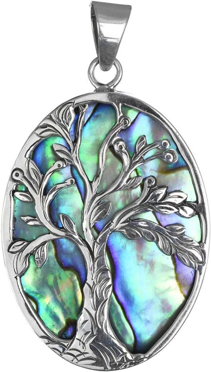 Paua schelp abalone hanger levensboom, 925 zilver, 208202 BDL