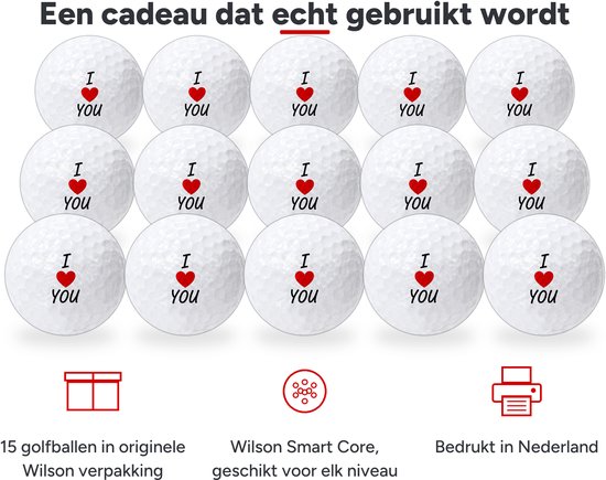 Wilson Golfballen I Love You - Valentijn Golf Cadeau - 15 stuks - Golfbal met Opdruk — afbeelding 2