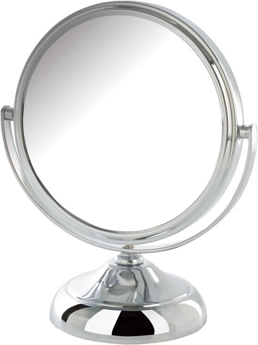 Make-up Spiegel - Vergrotende Spiegel - Dagelijkse Verzorging - Dubbelzijdig - 19 cm Hoog - Chroom