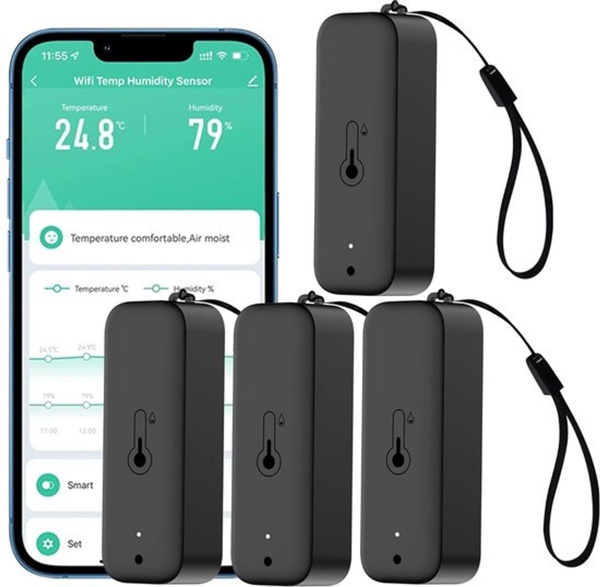 Waterdichte Digitale Hygrometer & Thermometer met WiFi - Binnen & Buiten - App Alarm