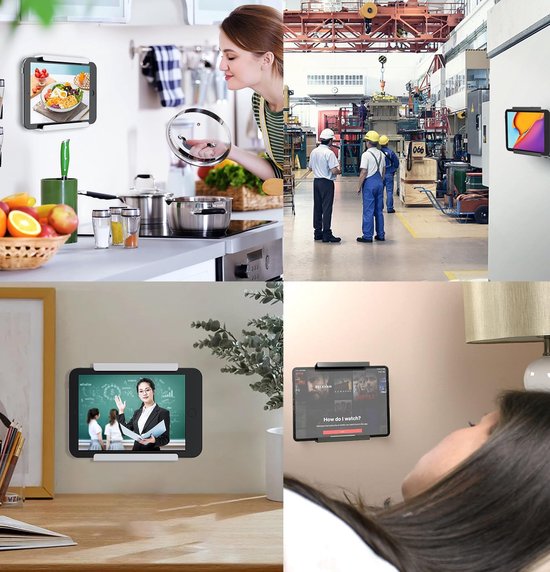 Tablethouder voor aan de muur, universele tablet-wandhouder, veelzijdige tablethouder, compatibel met iPad, iPhone, Samsung, Surface, Huawei, Xiaomi, Lenovo — afbeelding 3
