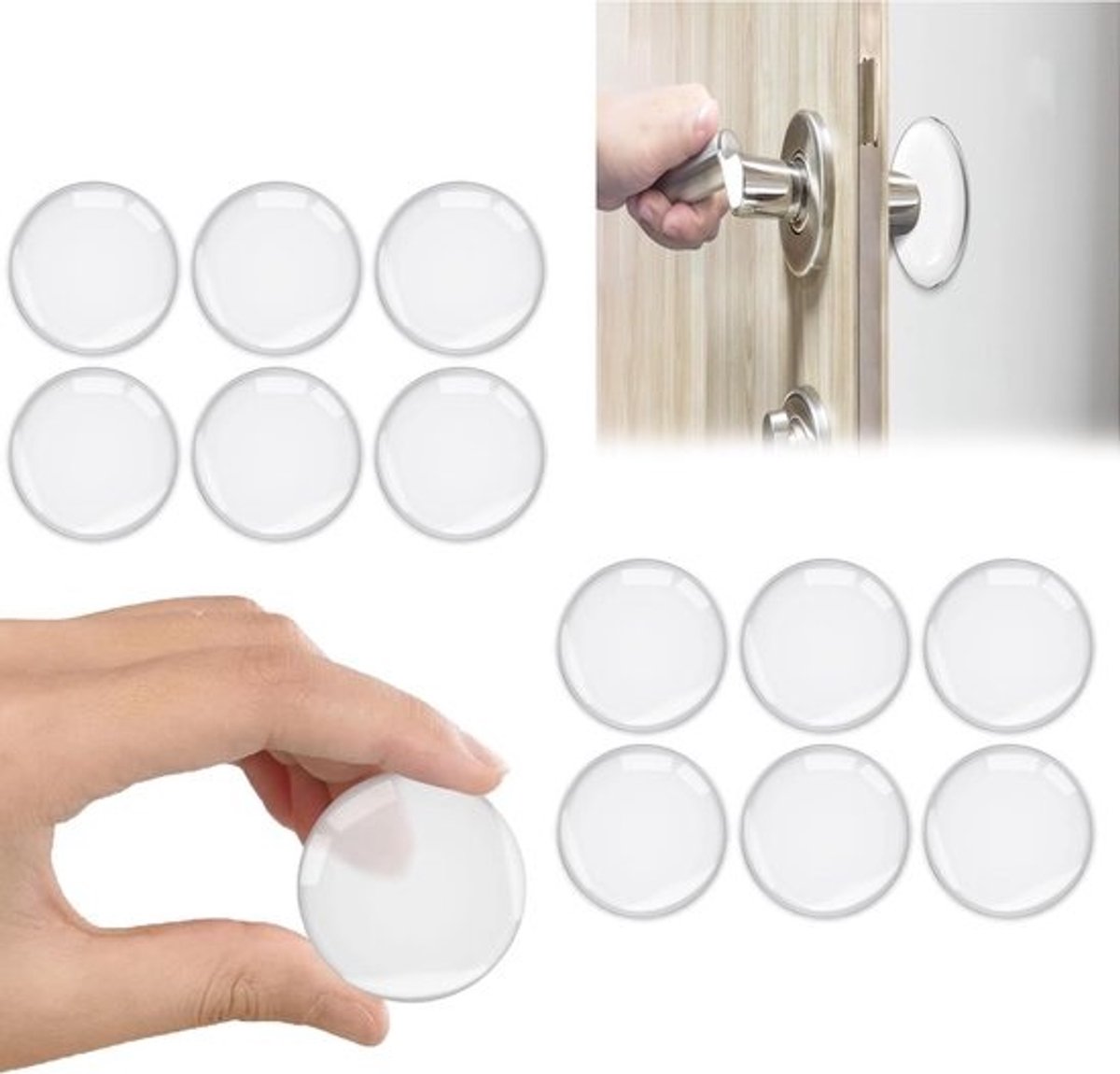 12x Ronde Doorstopper Rubber Muurbeschermers - Zelfklevend Stootkussen tegen Deurklap