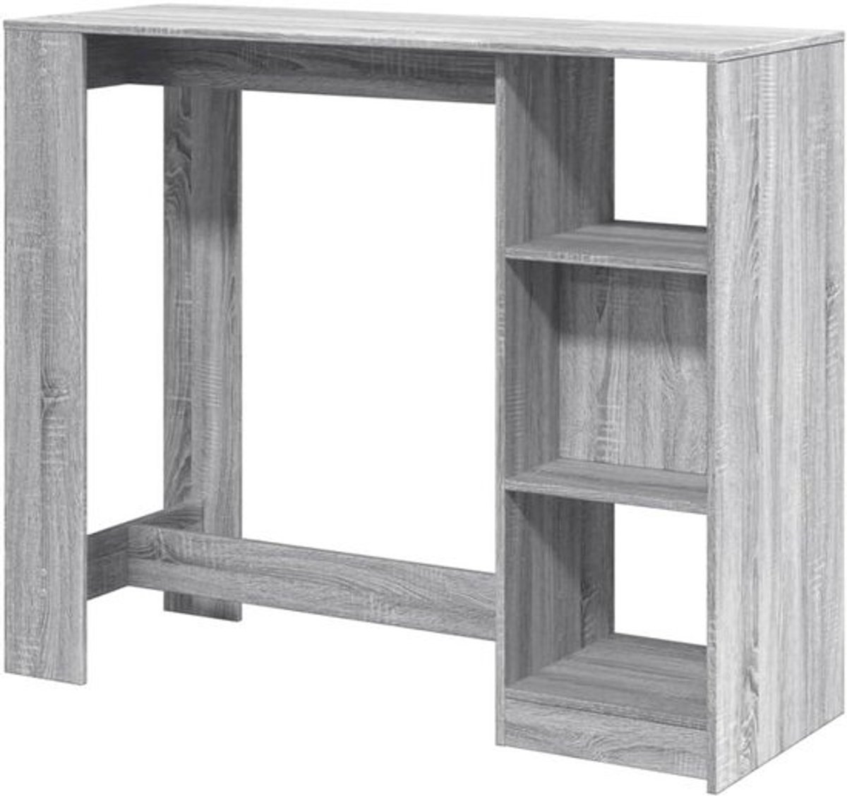Bartafel met Opbergruimte - Hoge Keukentafel - Gezellig Borrelen - Vochtbestendig Materiaal - 124x46x103.5 cm - Grijs Sonoma