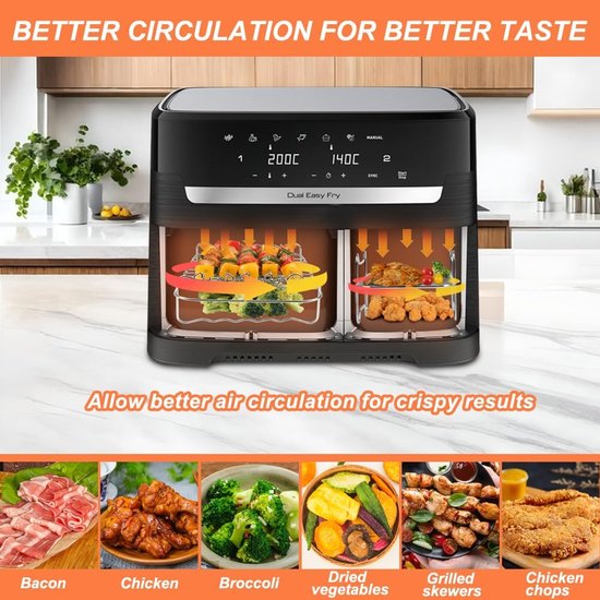 Accessoires voor Philips Dual Basket 3000-serie, 9L/Tefal 5,2/3,1 L Easy Fry, 2 stuks luchtfriteusestandaard met 5 spiesen, airfryer-accessoires voor Tefal EY9018/Philips — afbeelding 4