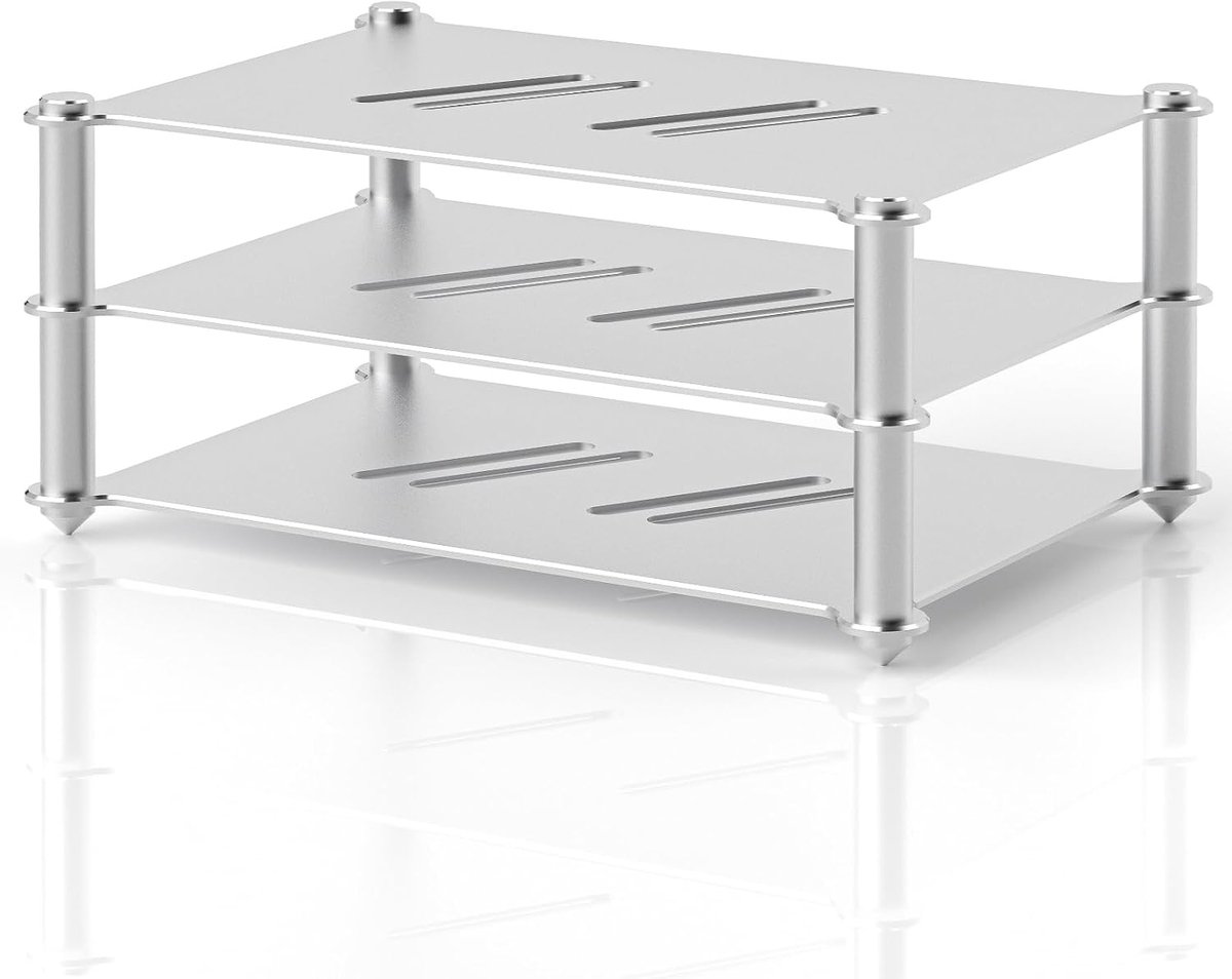 Audio Meertraps versterkerrack: stabiele audio-apparatuurtas voor thuisbioscoop, hifi- en AV-componenten, audiopandaard Rega, geventileerde luidsprekerstandaard voor studio- en audioapparatuur