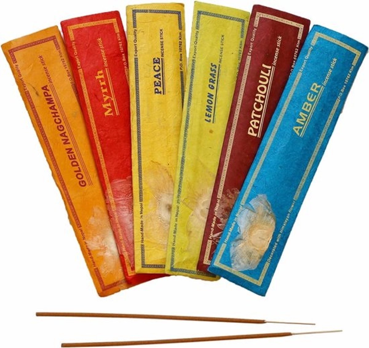 Set van 6 x 15 Natuurlijke Handgemaakte Wierookstokjes uit Nepal