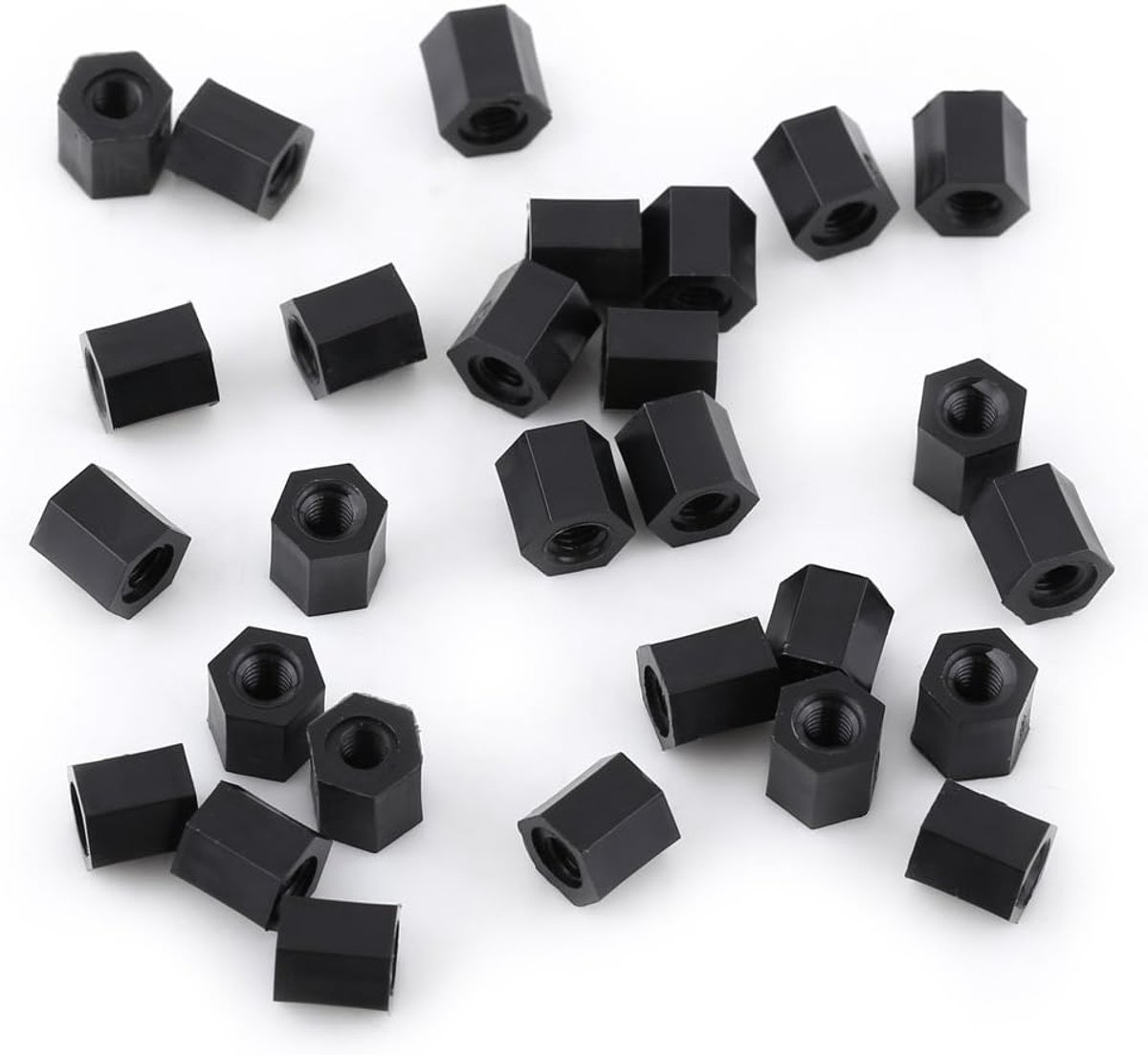 100st zwarte nylon afstandhouders, Pa66 M3 vrouwelijke X M3 vrouwelijke zeskantige afstandsring afstandhouders hardware afstandhouders(M3x8)