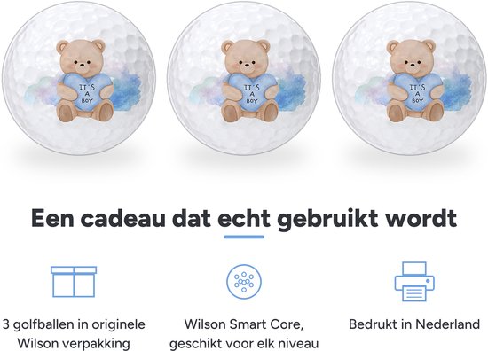 Golfballen It's a Boy Teddybeer - Geboorte Golf Cadeau - 3 stuks - Wilson van Wilson — afbeelding 2