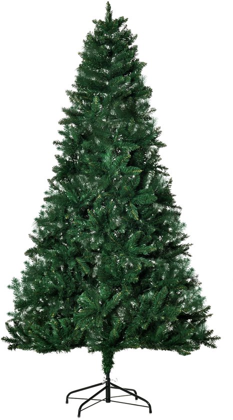 Kunstkerstboom 210 cm, opvouwbaar met afneembare voet, 1064 takken, van PVC en staal, groen
