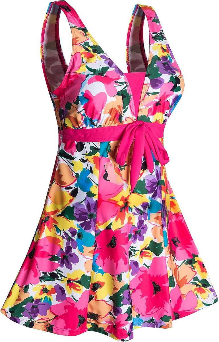 Badpak voor dames, uit 1 stuk, buikcontrole, figuurvormend, grote maat, push-up, gevoerd, elegant