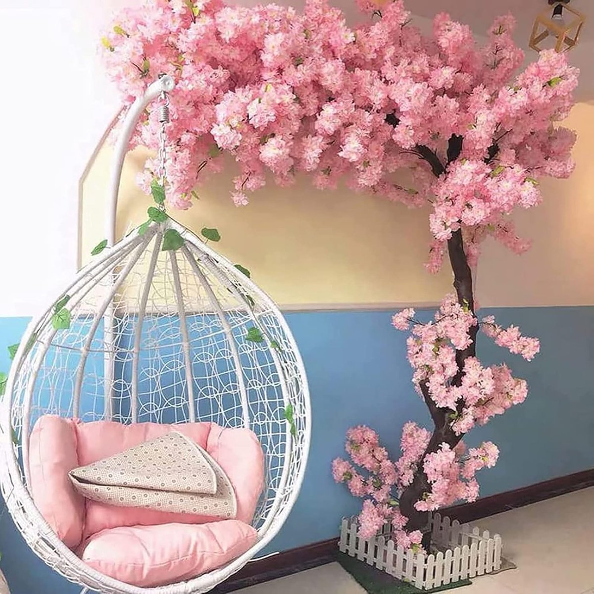 Kunstbloem Roze Grote Simulatie Kunst Kersenbloesem Boom Zijden Bloem Kunst Kersenbloesem Bomen Licht Roze Binnen Buiten Bruiloft Verlengd Lang,Roze,1.5X1M