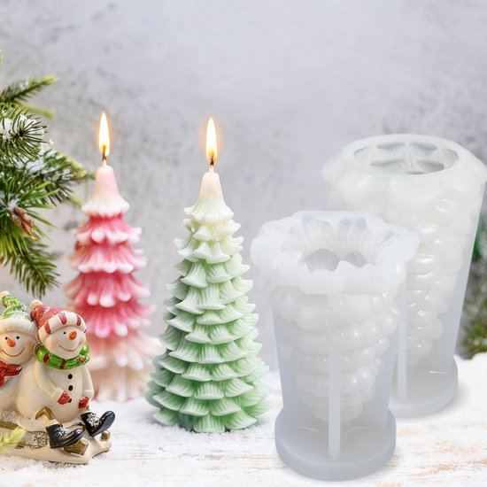 2 stuks kaarsvormen, siliconen kerstboom, gietvormen voor kaarsen en doe-het-zelf geurkaars, siliconen vorm, herfst en Kerstmis knutselwerk, kaarsvormen voor zelfgemaakte decoratie — afbeelding 4
