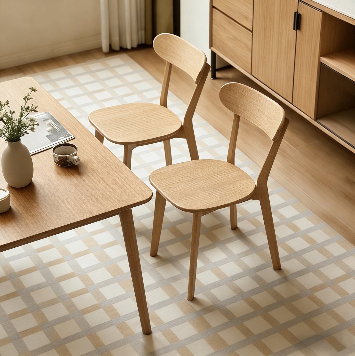 MODENUIT Eetkamerstoel - Set Van 2 - Gebogen Rugleuning - Eetkamer, Keuken En Woonkamer - Hout - Houtkleur