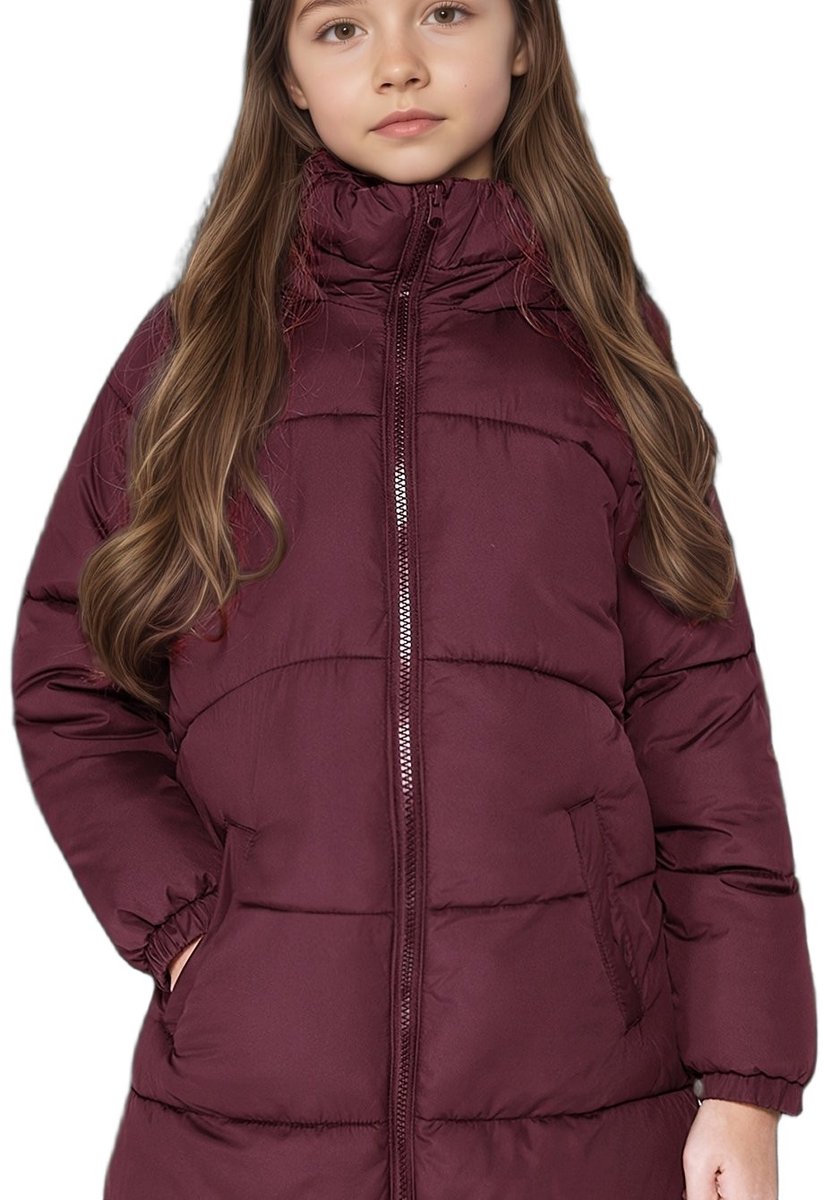 Currero Winterjas Parka Meisjes Lange Jas Meisje Wintermantel Overjas Gewatteerd Waterdicht Winter Stijlvol Mantel Kinderen 14 Jaar Bordeauxrood