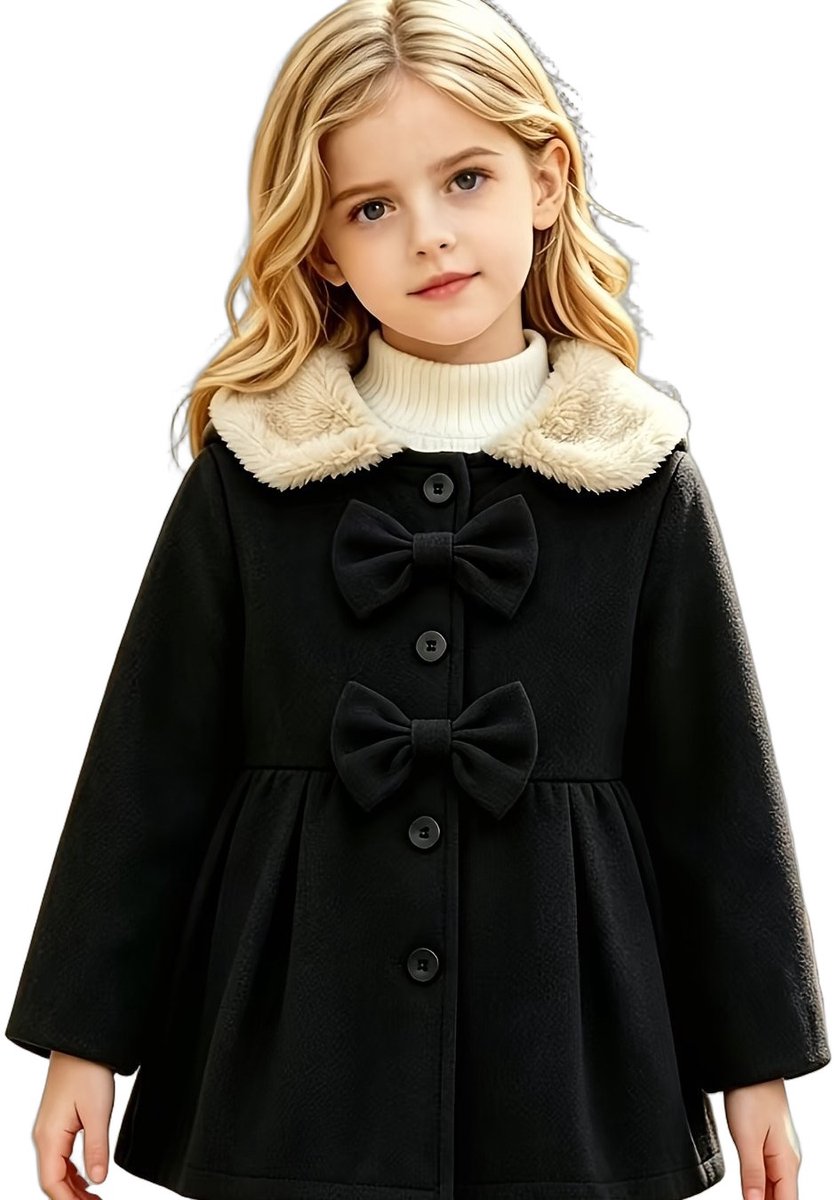 Currero Winterjas Parka Meisjes Lange Jas Meisje Wintermantel Overjas Gewatteerd Waterdicht Winter Stijlvol Mantel Kinderen 9-12 Maanden Zwart