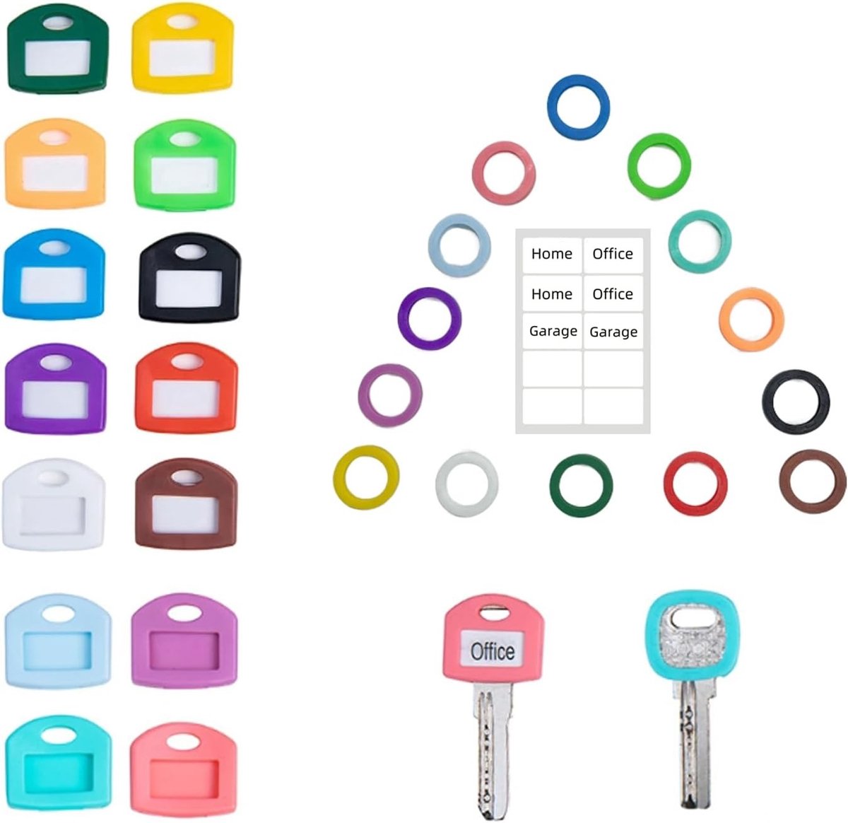 Kleurige sleutelhoesjes voor bescherming en personalisatie van sleutels - Set van 10 stuks