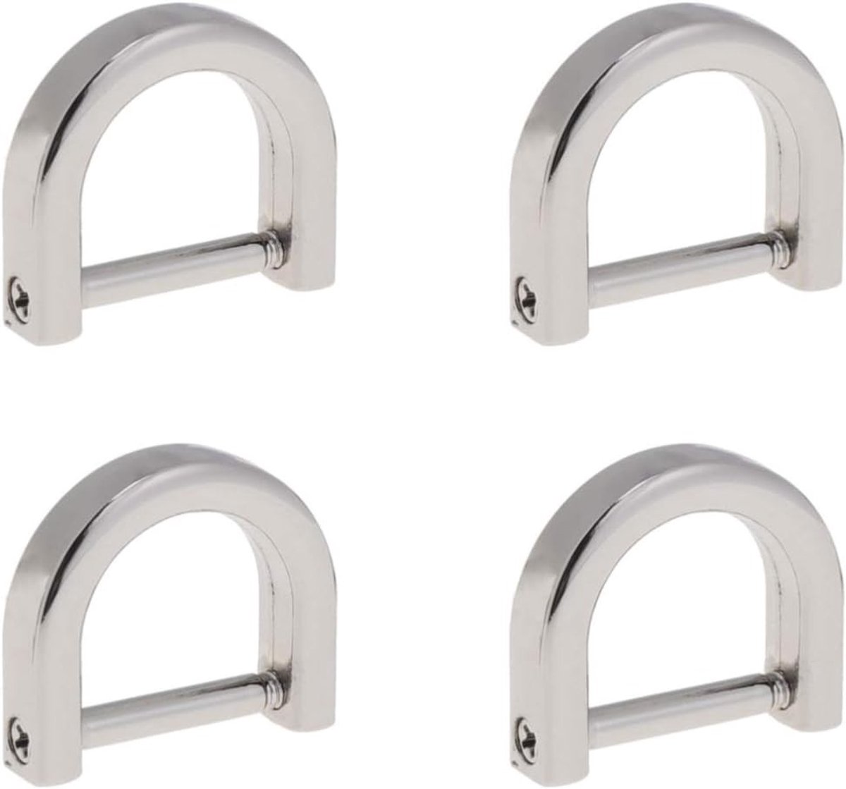 4-delige D-ring set voor bagage, kleding en rugzakken - Halfronde D-vormige ringen in zilver voor accessoires