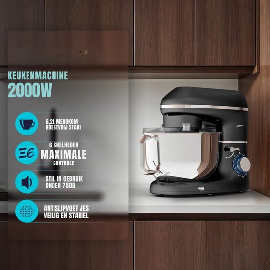 Kavo Deegmachine - Mixer met Kneedhaak - Kneedmachine - Zwart - 38cm x 24cm x 32cm van Kavo — afbeelding 3