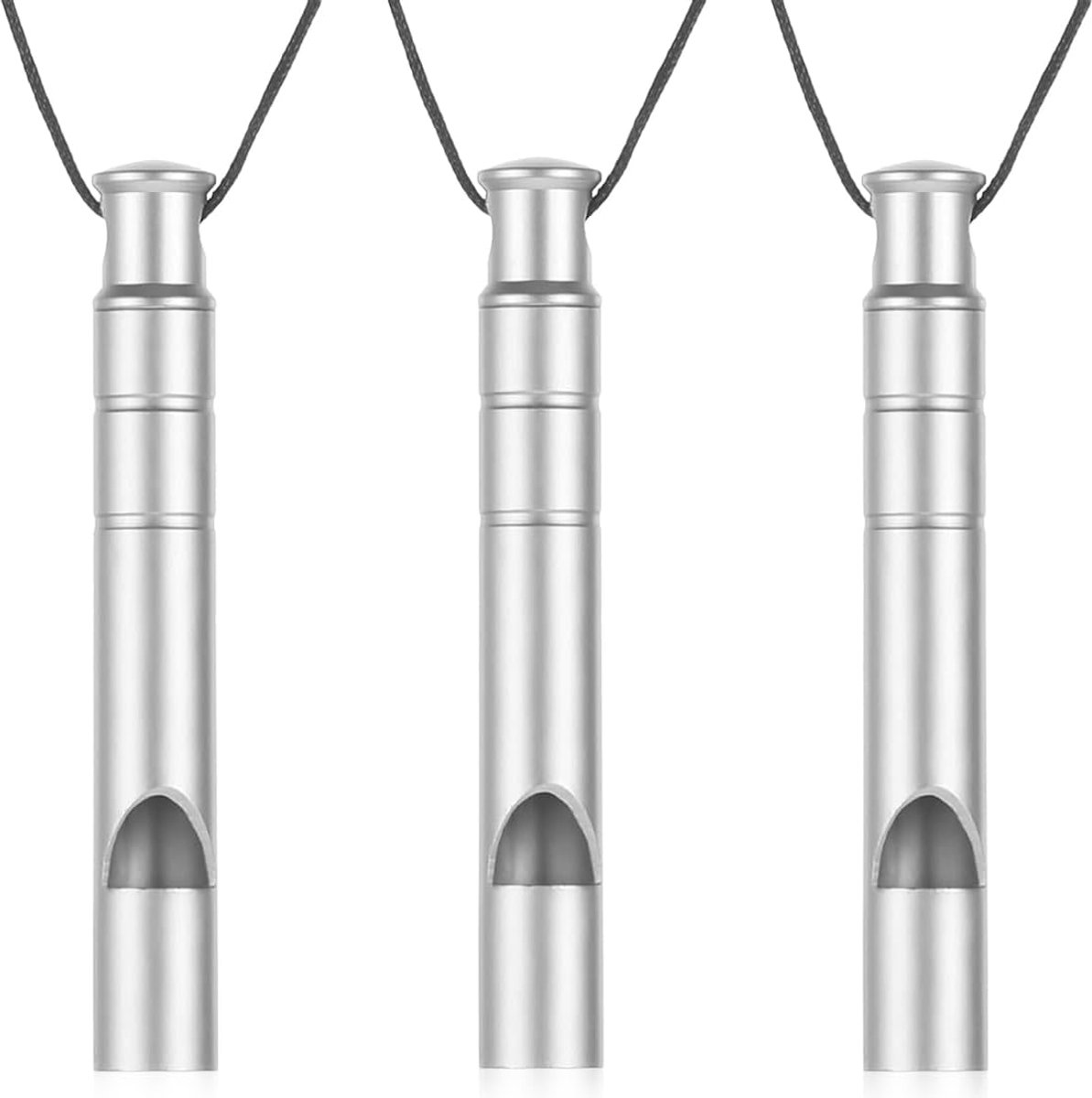 3 stuks titanium noodfluitjes, EDC-fluitje, signaalfluitje, voor buiten, wandelen, vissen, kamperen, rugzak, hoge decibel, robuust