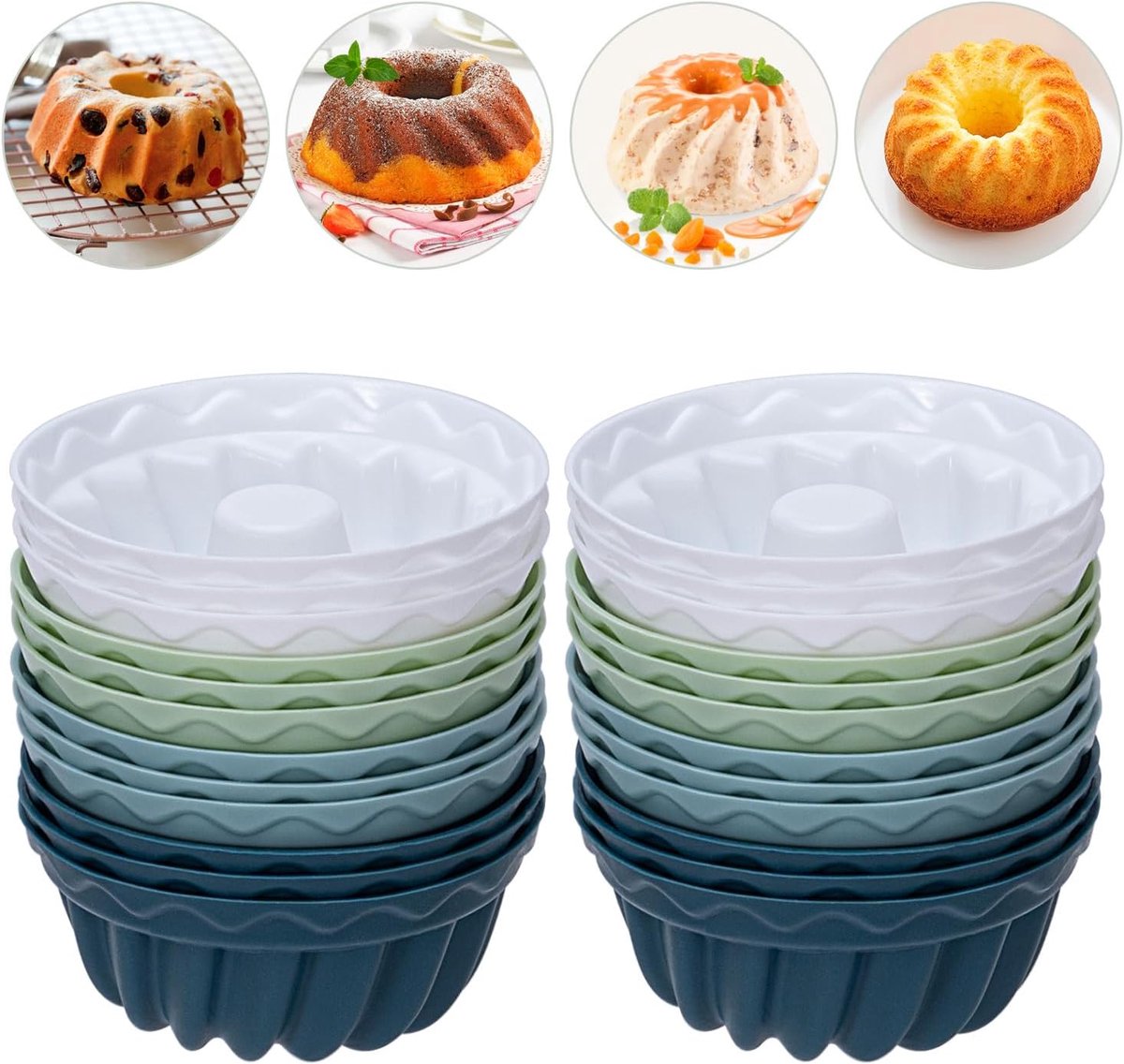 24-delige set Gugelhupf-vorm van siliconen – Gugelhupf-bakvorm van BPA-vrij siliconen voor muffins en cupcakes (24)