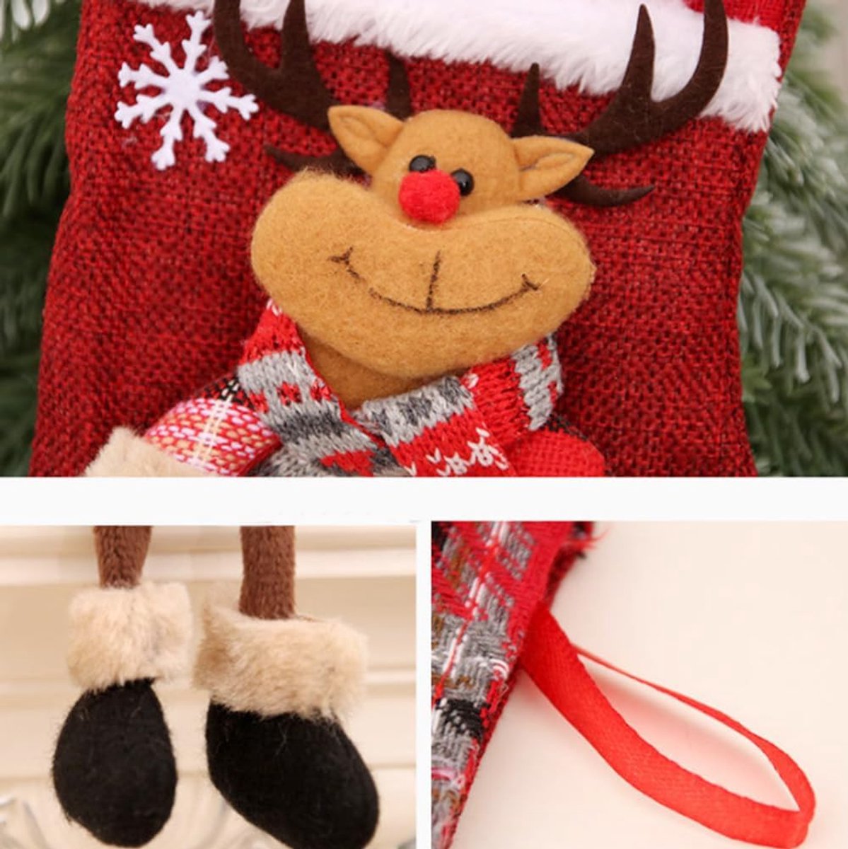 Kousen, set van 4 stuks, kerstkousen, kerstkousen, kerstkous, cadeauzak, kerstsokken voor kerstfeest, decoratie