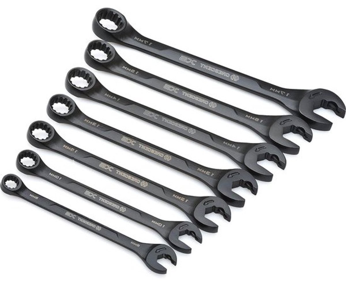 7-delige X6 ringsteeksleutel met ratelfunctie set - metrisch 8-17 mm