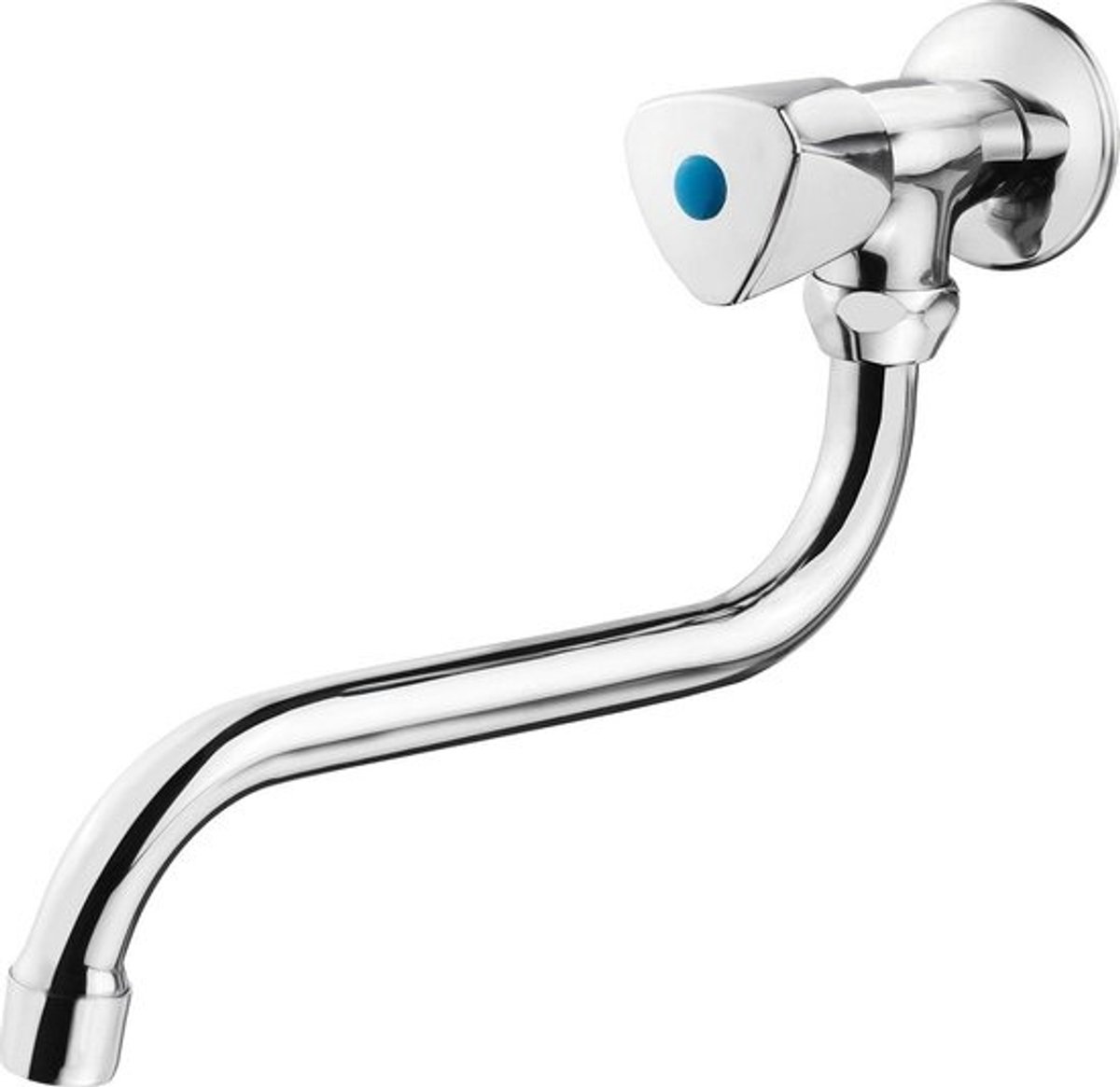 Verchroomd messing uitloopventiel - wandmontage gastentoilet & kelder - draaibare uitloop - geluidsarme beluchter - LI92