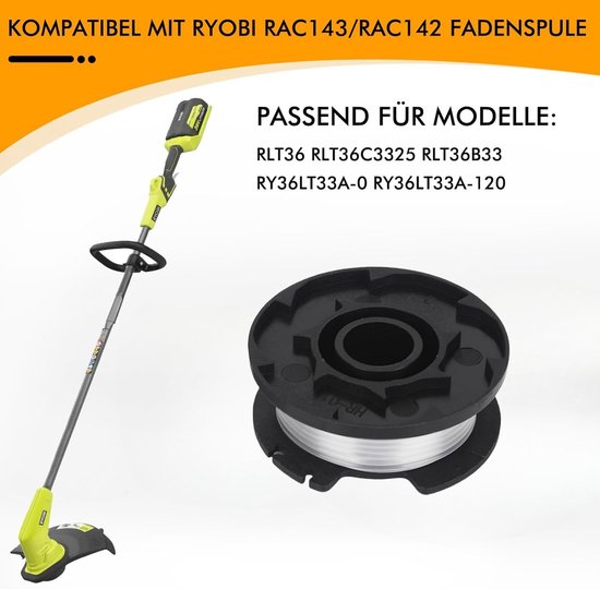 RAC142/5132002769 draadspoel geschikt voor Ryobi 36V RLT36 RLT36C3325 RLT36B33 RY36LT33A-0 accu grastrimmer, reservedraadspoel 3,3 m lengte Ø 25 6 mm (6 spoelen — afbeelding 4