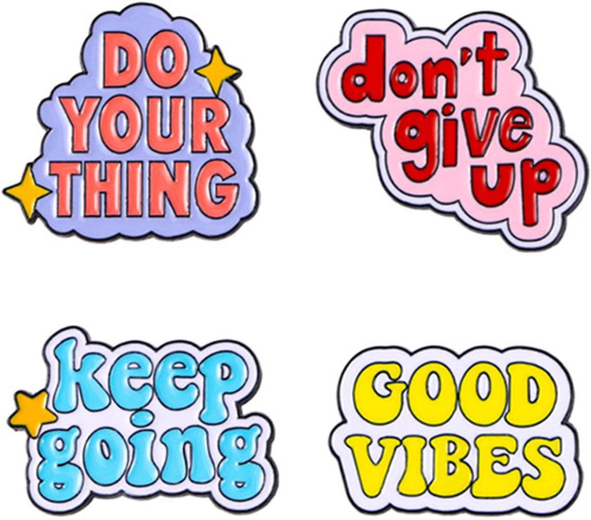 Broches, schattige broches, inspirerende spreuken, creatieve broches, decoratieve broches