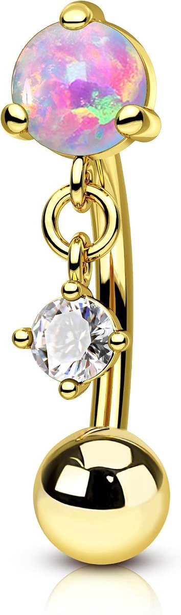 Piercing Sieraden Roze/Blauw Opaal Gouden Wenkbrauw Bar 16G Intern Schroefdraad Helix Kraakbeen Oorbel Piercing Sieraden 316l Roestvrij Staal Tragus Daith Gebogen Barbell voor Vrouwen 8mm