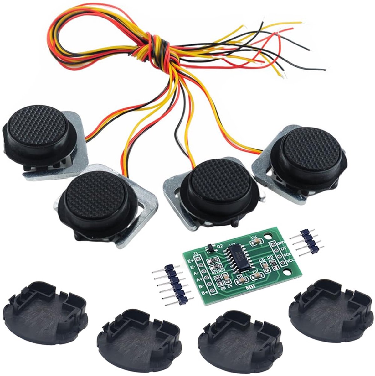 4 stuks gewichtssensor 50 kg weegcel halve brug stretchmeetstrips menselijke weegschaal met houder + 1 stuks HX711 versterker AD weegmodule voor Arduino