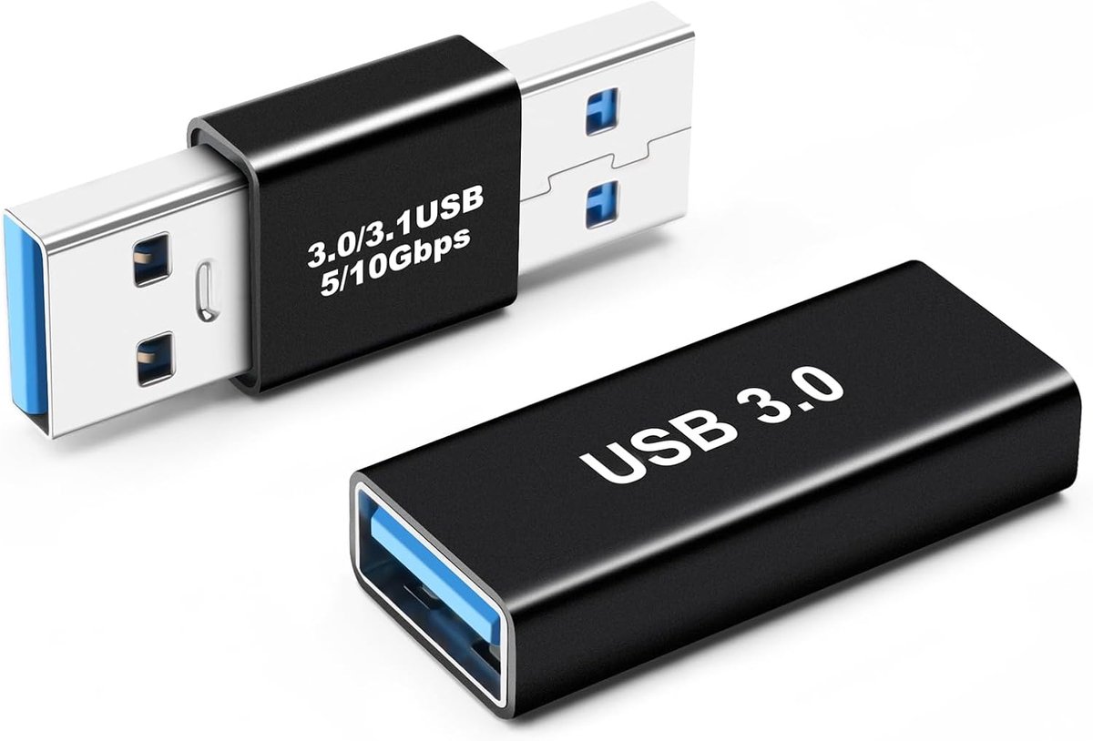 USB 3.0 stekker adapter USB A, USB 3.0 3.1 mannelijk, kabelkoppeling type A 3.0 vrouwelijk, voor het aansluiten van USB-kabels mannelijk vrouwelijk, verlengstekker