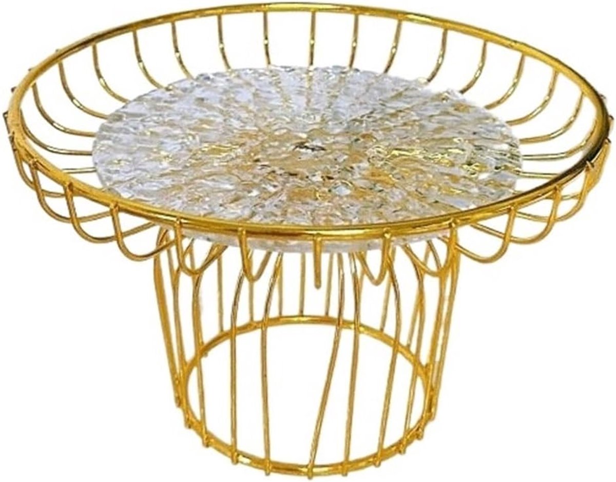 Goud transparant fruitmandvormige dessertstandaard, displaystandaard, cakestandaard, acrylmateriaal(Klein)