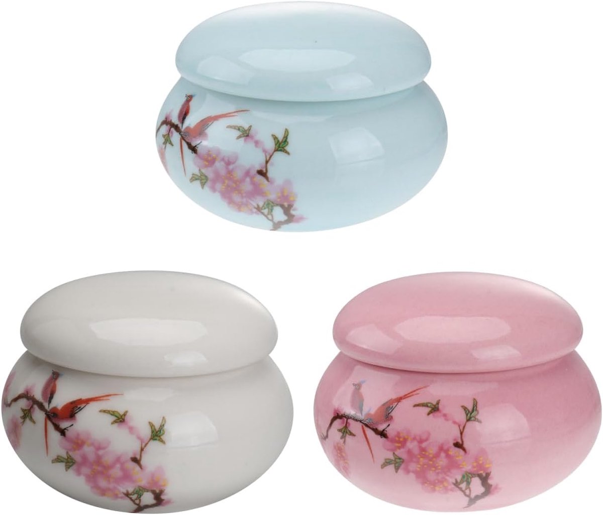 3 stuks keramische voorraadpotten met deksel, kleine voorraadpotten voor thee, cosmetica en keukenbenodigdheden, mini-keramische potjes, onbreekbaar en veelzijdig