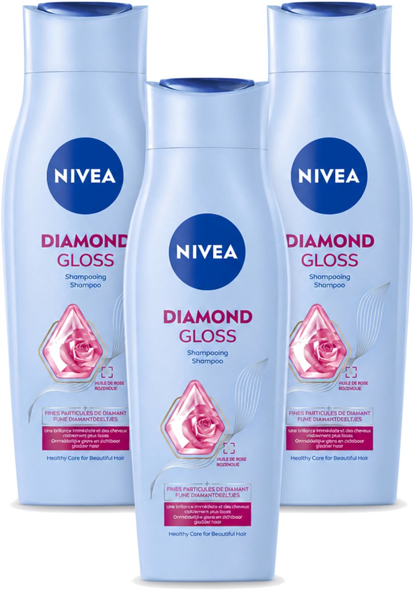 3 x Nivea - Shampoo - Diamond Gloss - 250 ml - Voordeelverpakking - 3 stuks