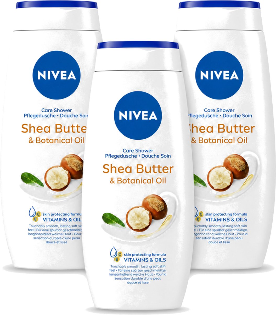 3 x Nivea - Douchegel - Shea Butter & Botanical Oil - 250 ml - Voordeelverpakking - 3 stuks